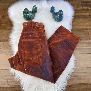 We The Free 🦄 Flocked Moxie Low Slung Barrel Jeans Orange 26 🦄